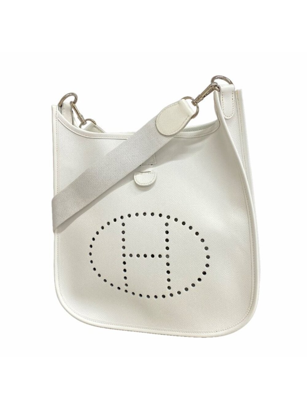 Hermes Shoulder Bag Evelyne 1 PM Veau Epsom White Silver